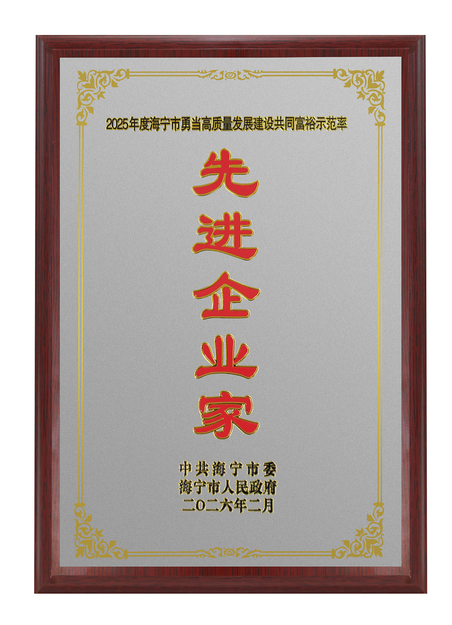 美大创始人、集成灶发明人夏志生荣获 2025年度海宁市先进企业家